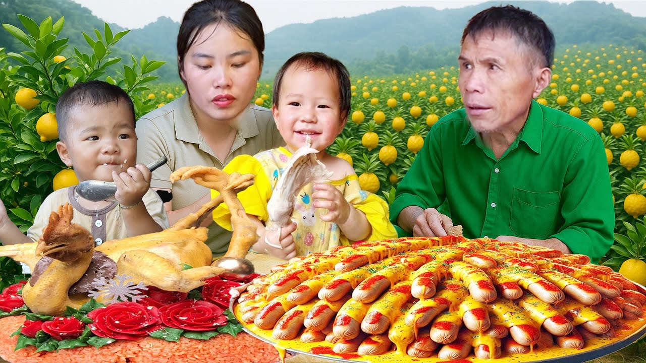 Baby Nhi is happy when she is with her grandfather, harvesting lemons to sell at the market