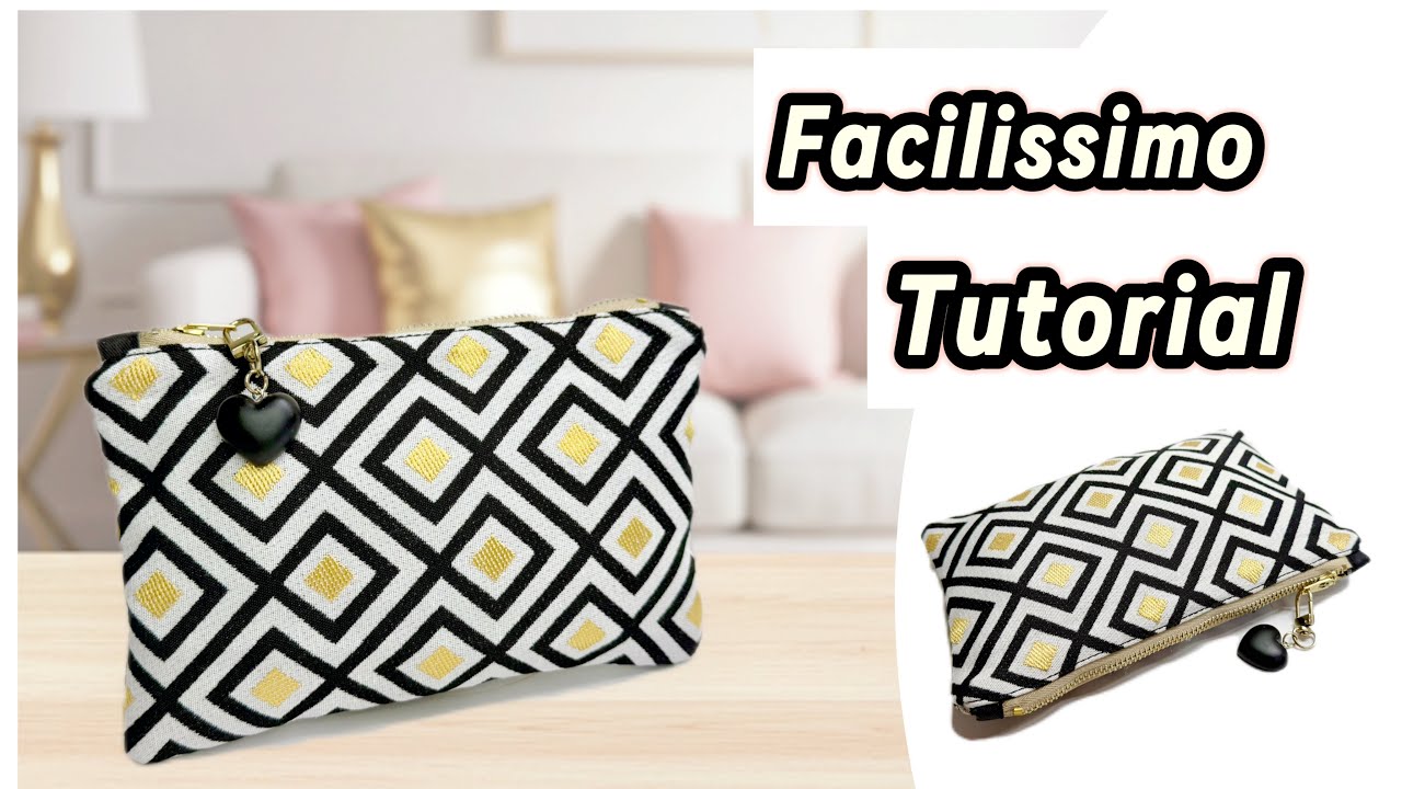 😍 TUTORIAL SUPER FACILE  - Fai da Te: Pochette con Cerniera in Tessuto _ DIY BORSA donna