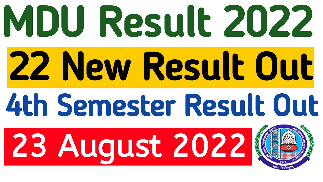 Mdu Result 2022 | mdu 4th semester result 2022 | mdu latest result 2022 | mdu result update
