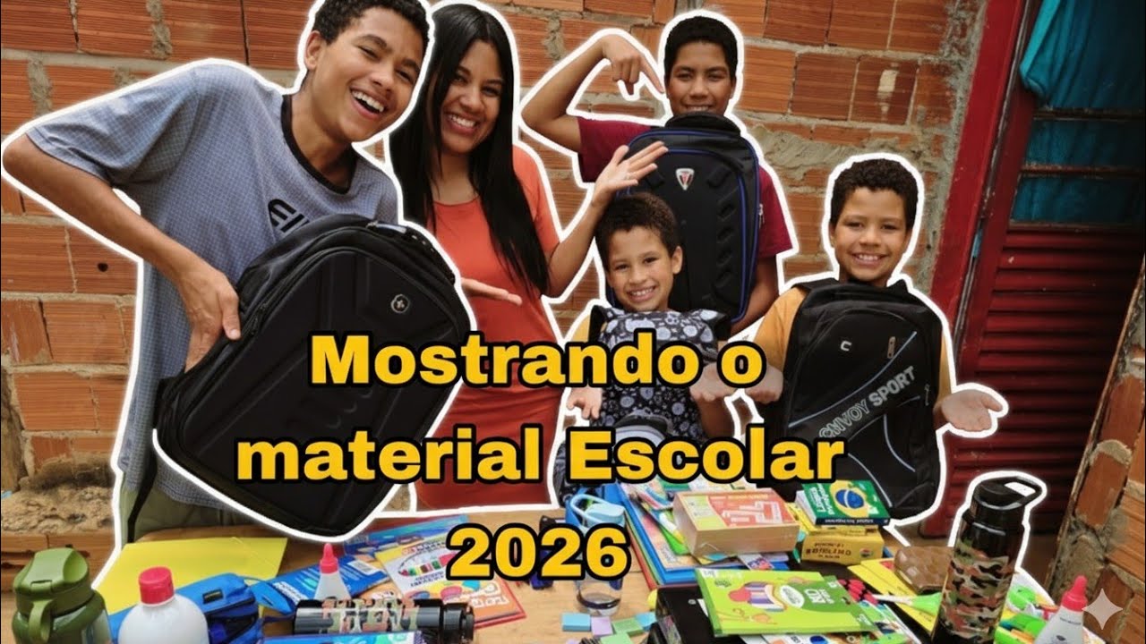 MOSTRANDO O MATERIAL ESCOLAR 2026 Dos meus 4 filhos 😯🎒