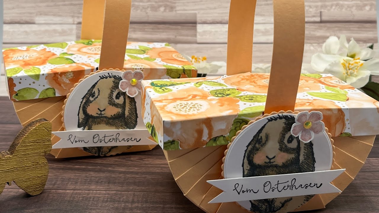 DIY Körbchen zu Ostern basteln mit Stempelset Ostergrüsse v. Stampin`Up! #ostern #basteln #diy
