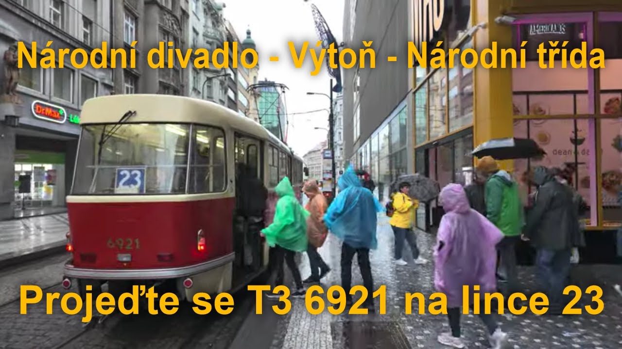 Jízda T3 6921 na lince 23, Národní divadlo - Národní Třída přes Výtoň, 15.9.2024