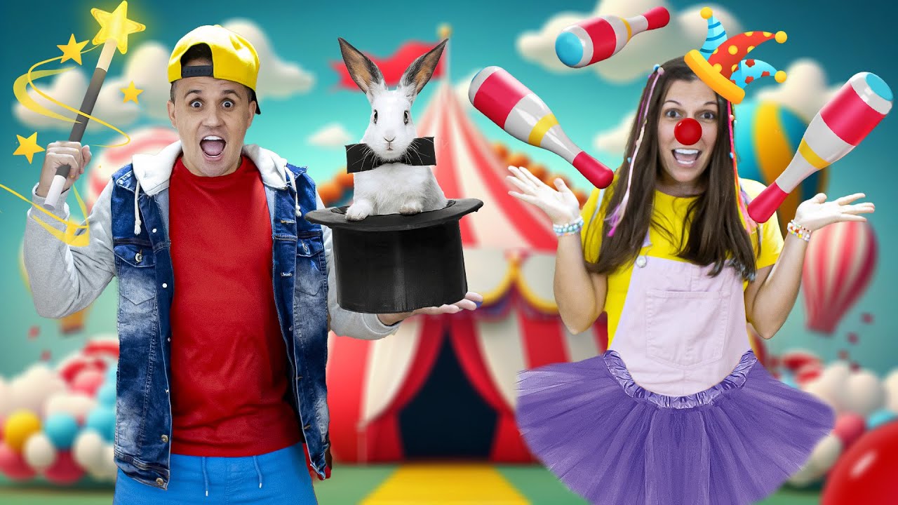 Rapha e Mandy fingem brincar de circo - Pretend play circus, Brincadeira em dose dupla