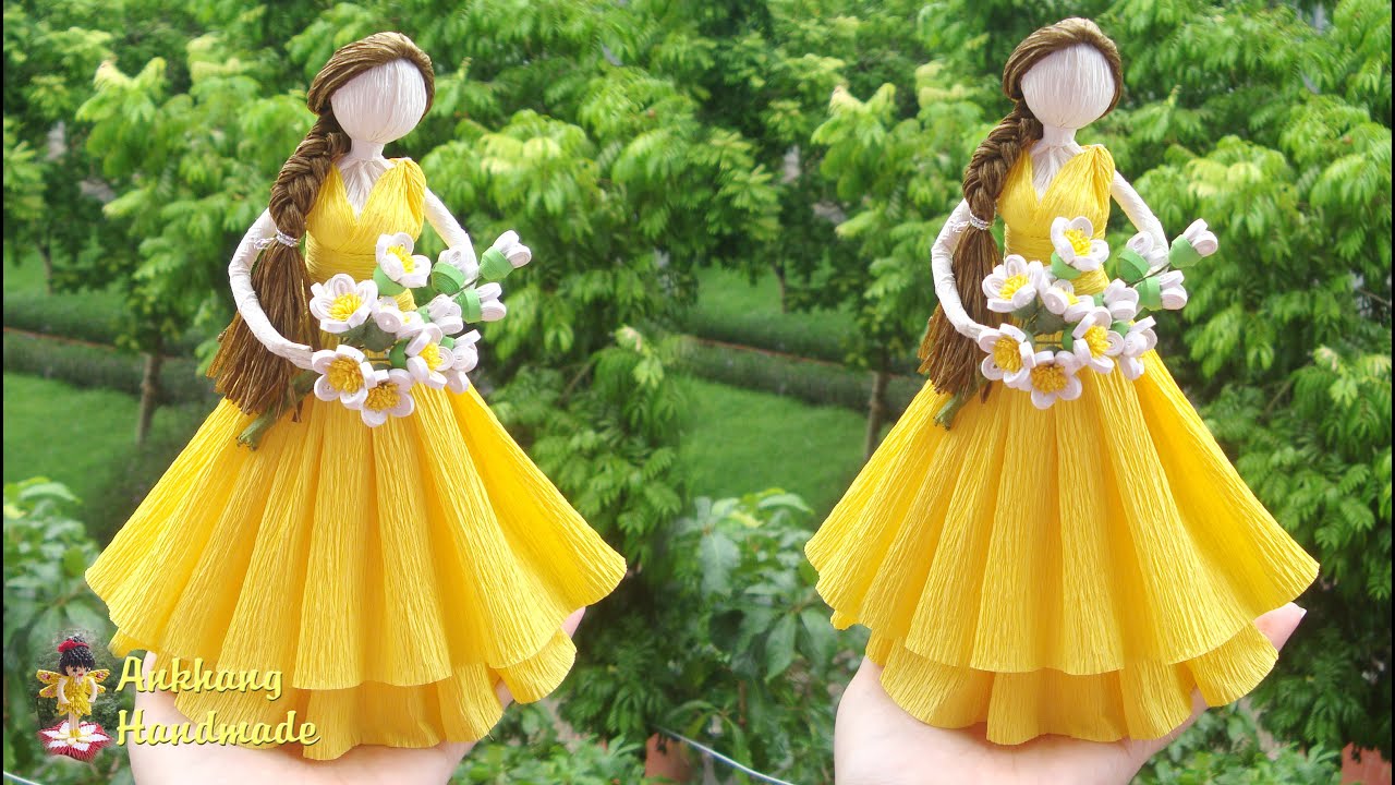 DIY Crepe paper  princess doll home decoration idea , easy paper princess doll