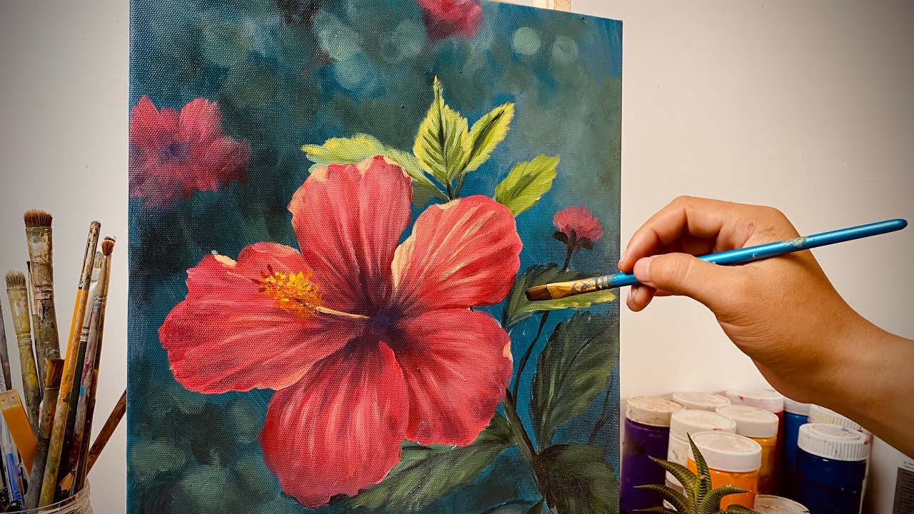 How to Draw a Beautiful Flower at Sunrise /Acrylic Painting For Beginners / Huy Hội Họa ART