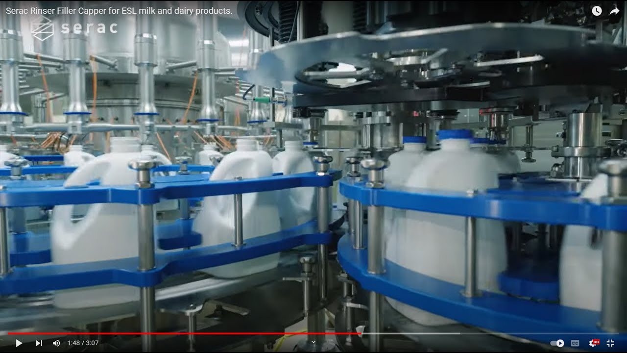 Serac Rinser Filler Capper for ESL milk and dairy products.