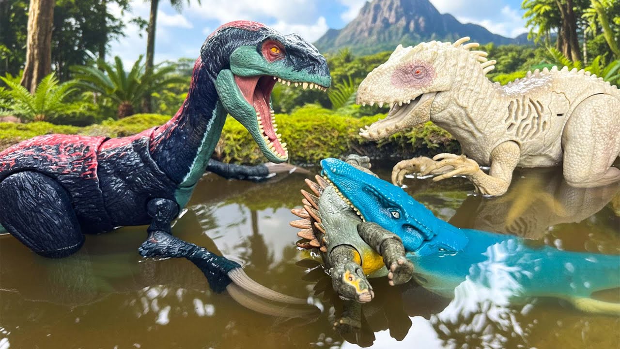 INDOMINUS REX vs THERIZINOSAURUS vs MOSASAURUS 🦖 Jurassic World Final Battle | Dinosaur Toy Review