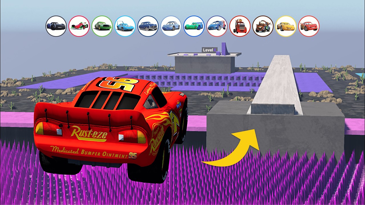 Pixar Cars vs Deadly Spikes Trap! | BeamNG Drive