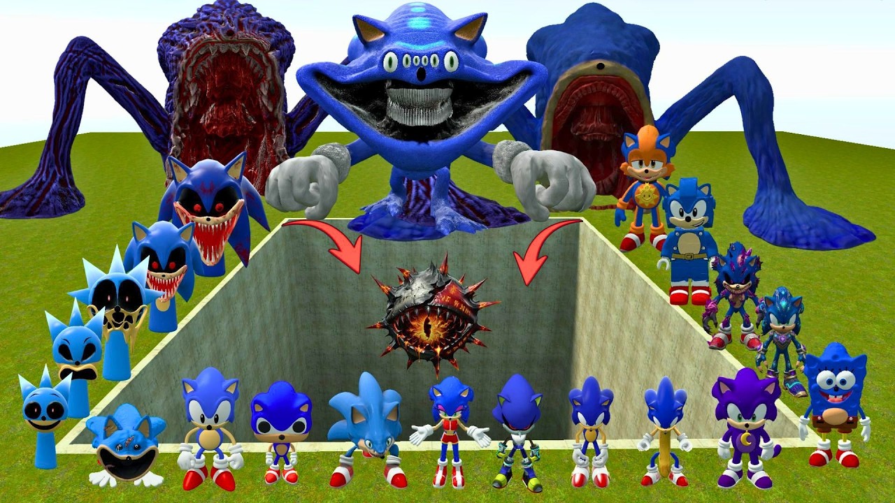 GIANT PIT  ALL SHIN SONIC TAPES FAMILY SPARTAN KICKING in Garry's Mod!