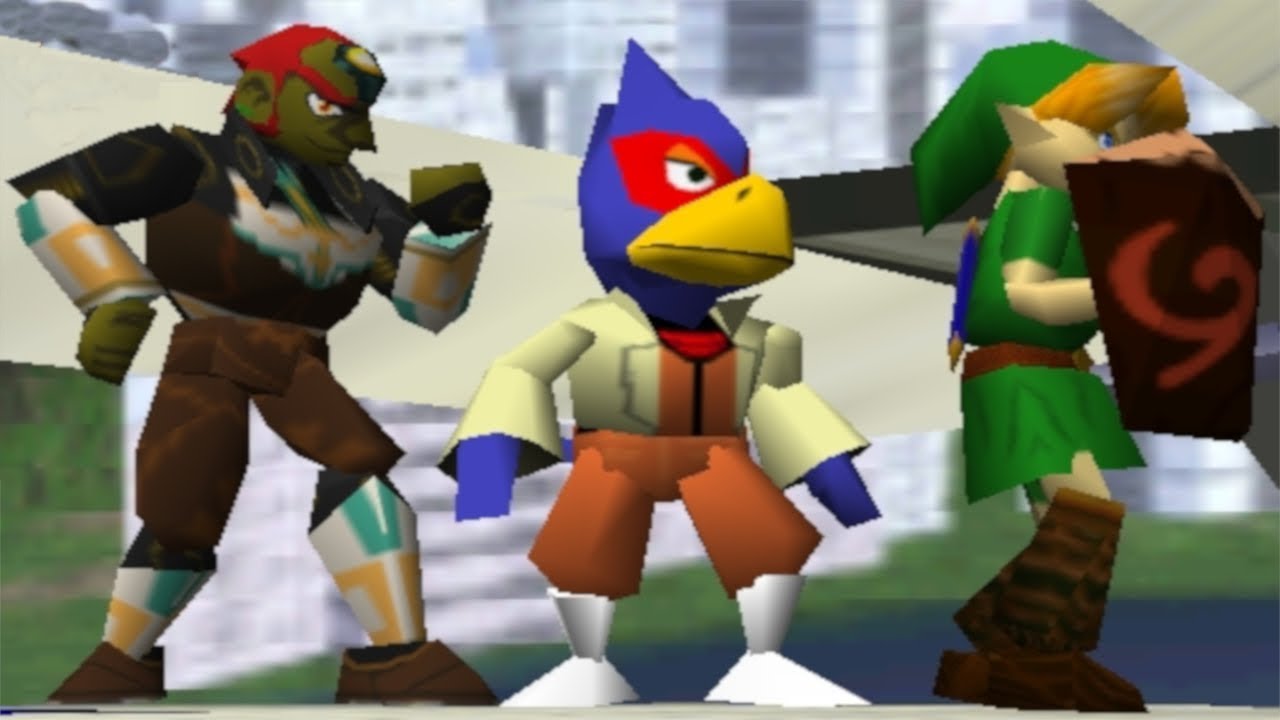 Falco, Ganondorf & Young Link in Smash Bros. 64 (Real N64 Capture)