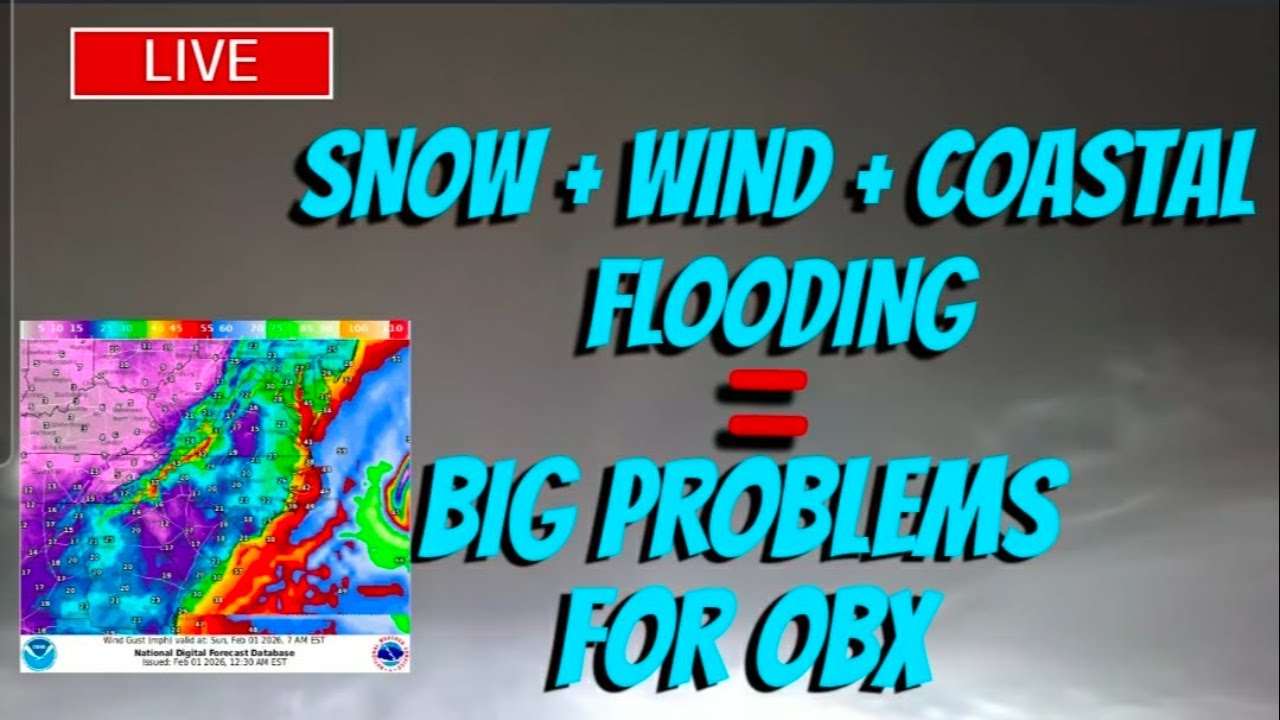 🔴STORM CHASERS LIVE🔴Blizzard Conditions and Coastal Flooding Outer Banks, NC!