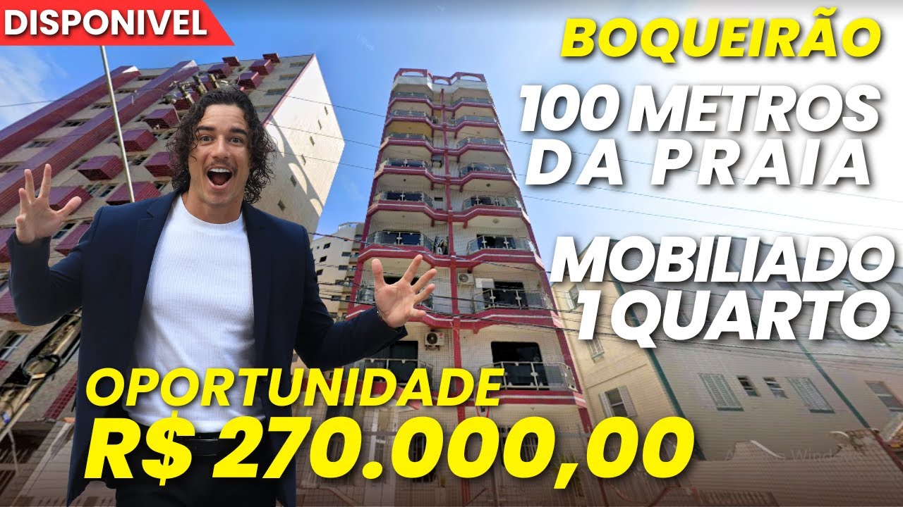 Apartamento 1 Dormitório, Mobiliado, 100m do Mar, Bairro Boqueirão em Praia Grande