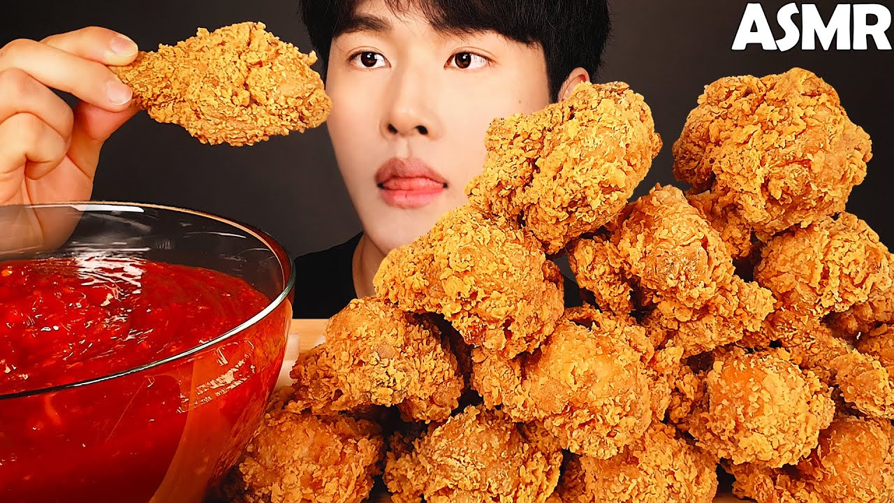 ASMR | Korean fried chicken & seasoned chicken mukbang | no talking eating sounds