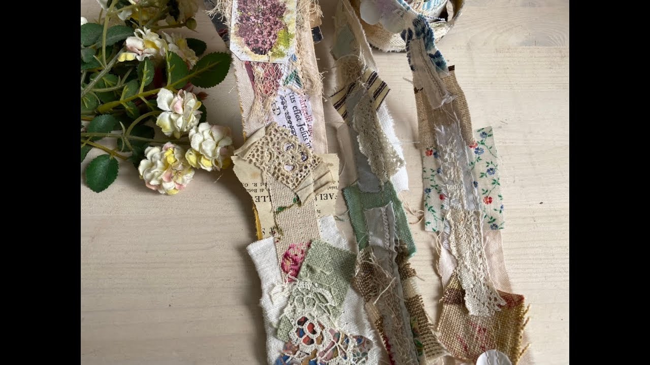 Junk journal tutorial | more fabric and paper snippet roll | using up fabric scraps