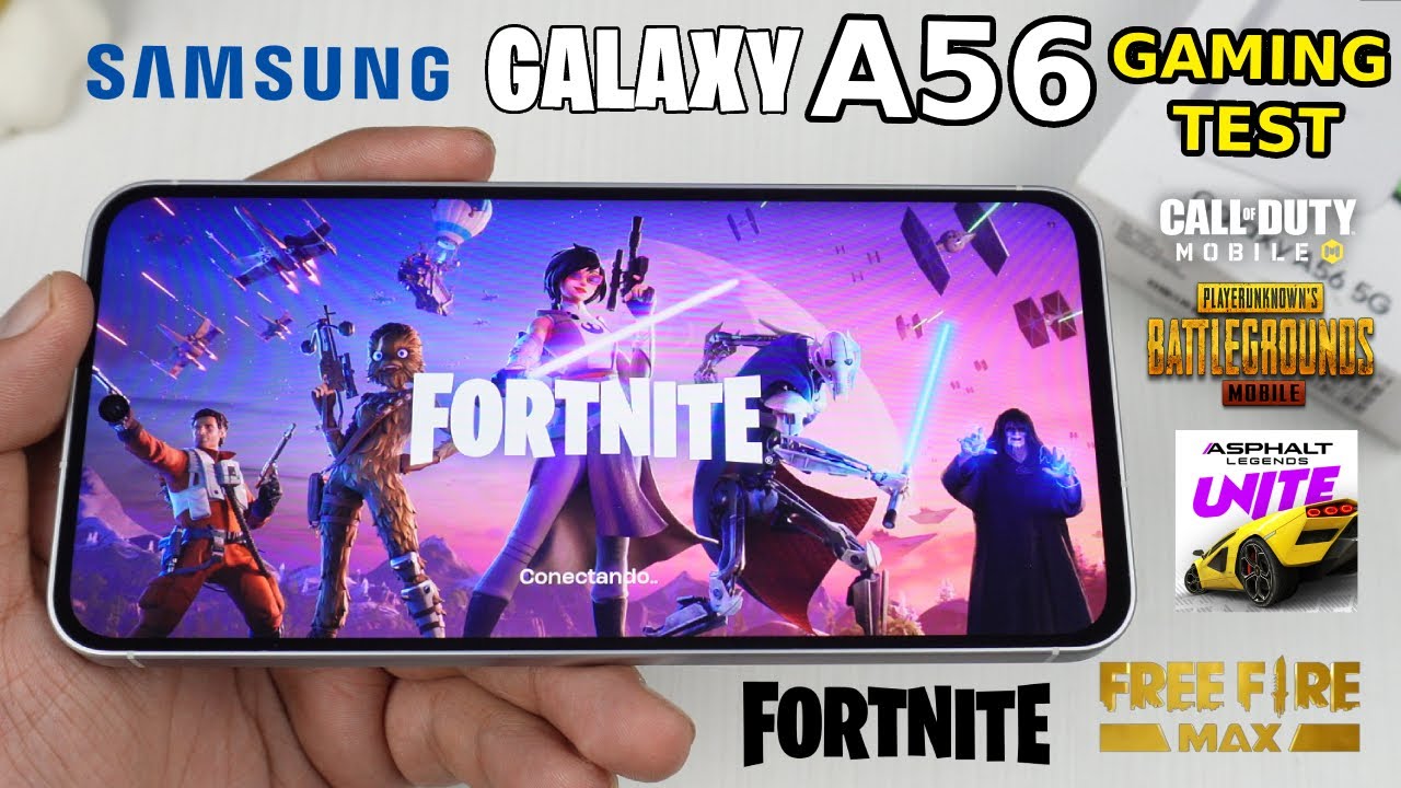 Galaxy A56:  Gaming Test: Fortnite, Free Fire Max, PUBG Mobile, COD y Asphalt Unite (Exynos 1580)