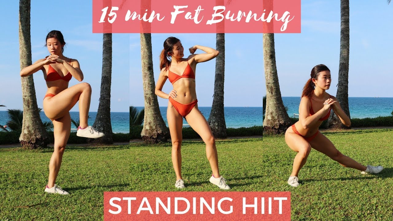 15 MIN STANDING FULL BODY FAT BURNING HIIT AT HOME TO LOSE BELLY FAT!! NO EQUIPMENT!