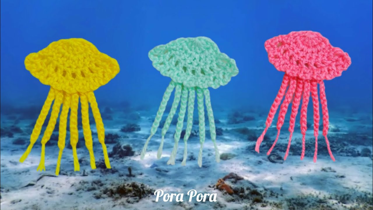 Crochet Jelly Fish Applique I Crochet Nautical I Crochet Sea Animal Applique