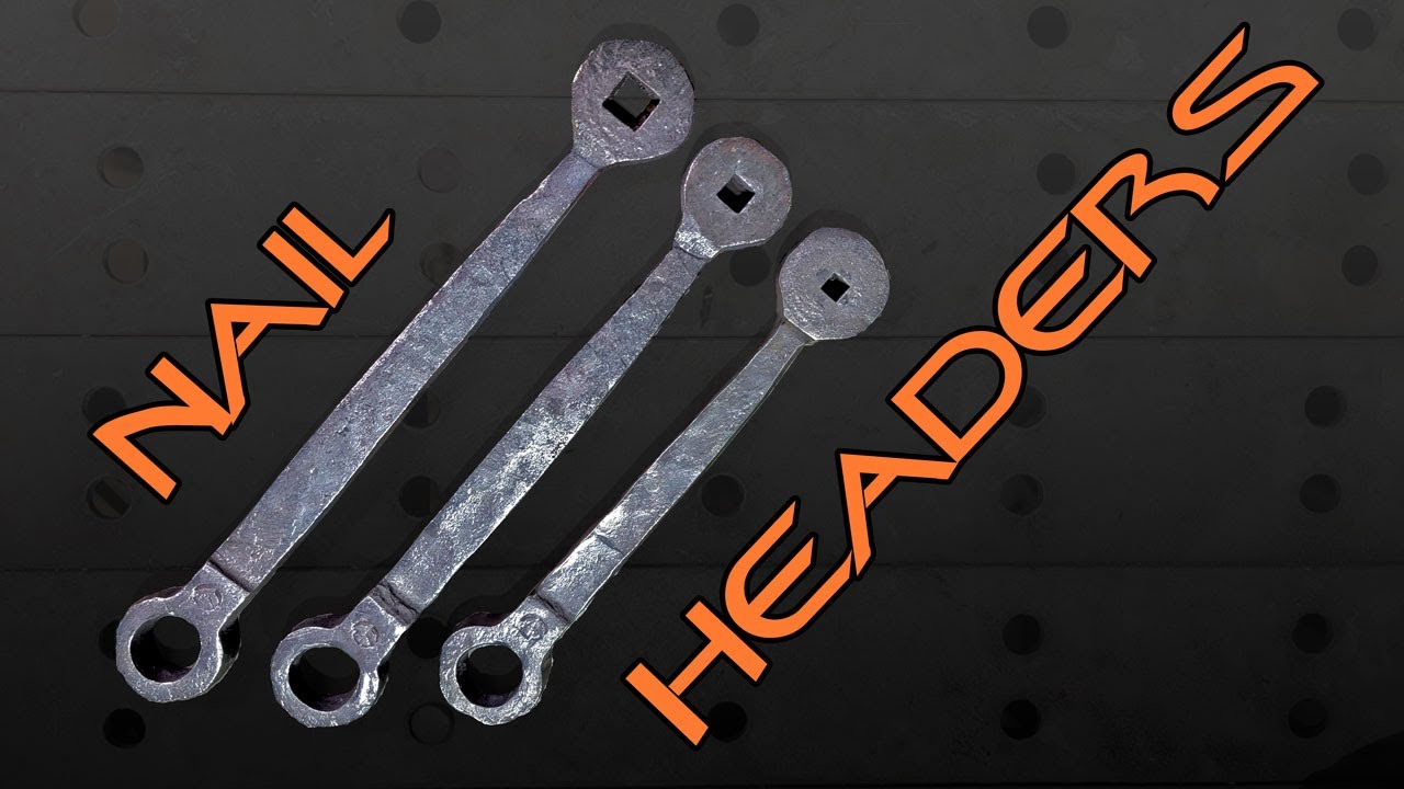 Blacksmiths Nail Headers with Forge Welded Faces