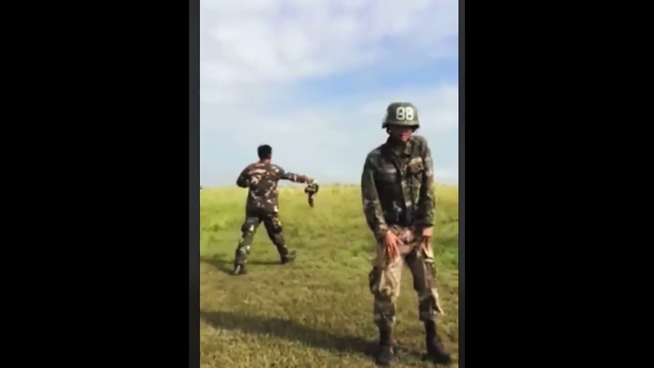 AIRBORNE TROOPER DANCING AFTER SURVIVING HIS QUALIFYING JUMPS