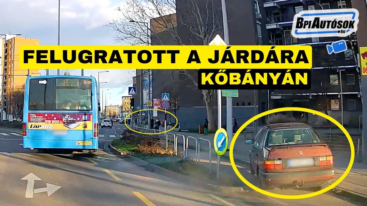 FELUGRATOTT A JÁRDÁRA KŐBÁNYÁN – a gyalogosokra frászt hozva, a zebrán tért vissza az előzésből