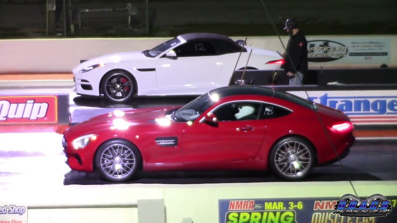 AMG Mercedes vs Jaguar F Type Drag Races