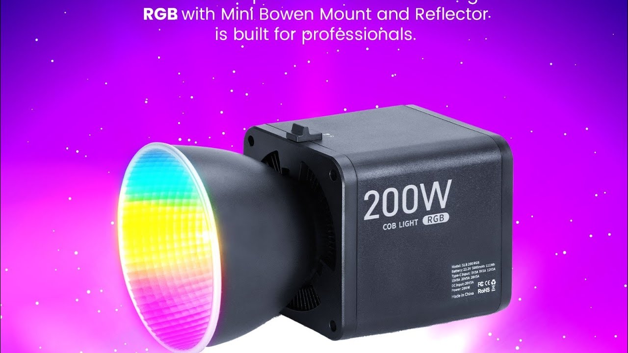 Simpex slb200 200w rgb CCT SFX cob video light inbuilt battery type c for wedding photographers 