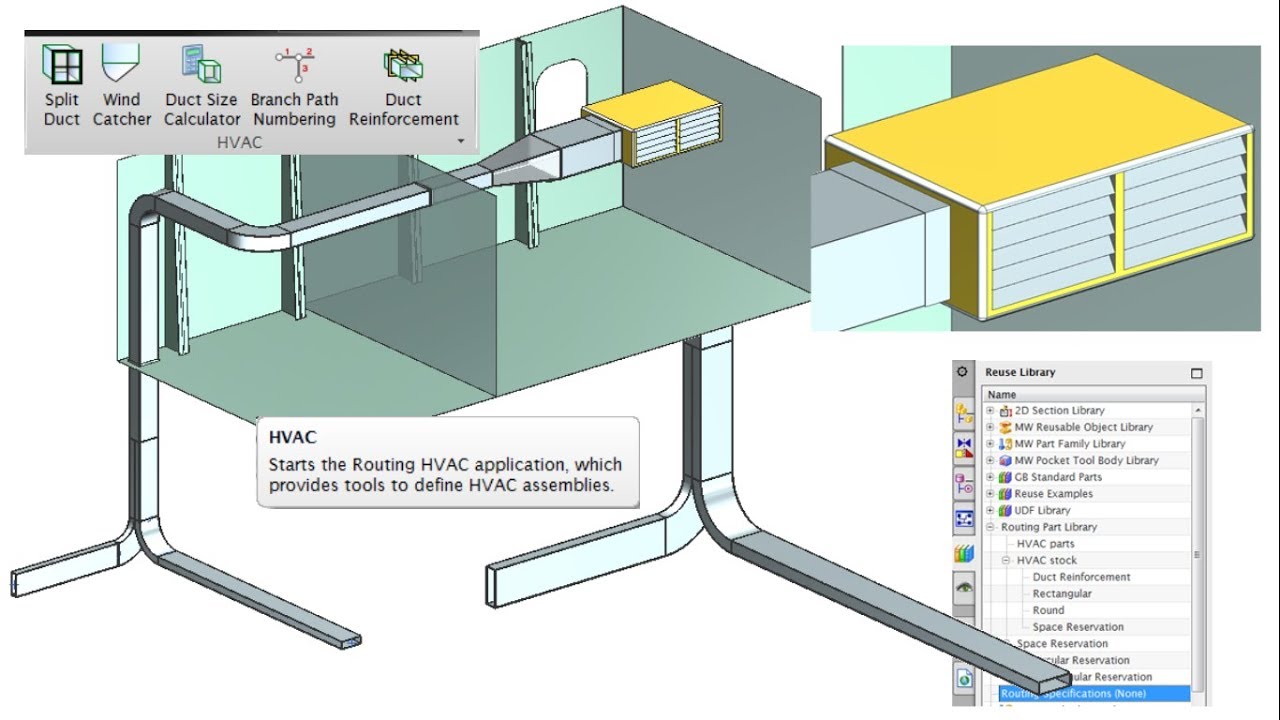 NX Mechanical Routing : Create Duct with Branches for HVAC Design