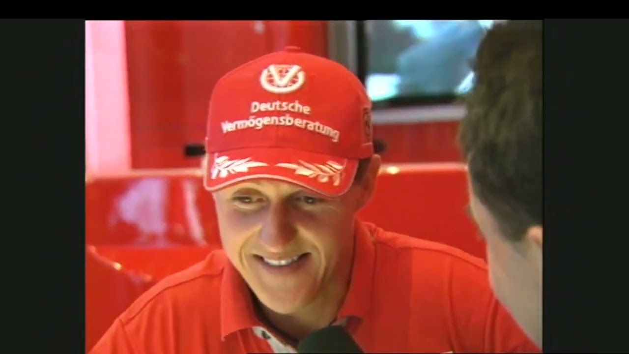 Ettore Giovannelli intervista Michael Schumacher dopo la conquista del quarto titolo mondiale (2001