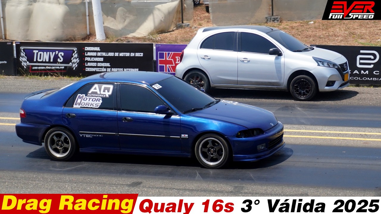 ⏱️ Civic 🔸 March 🔸 Onix 🔸 Mazda CX-3 🔸 CX-30 🔸 Audi A3 DRAG RACES 16s 3° Válida Piques B/quilla 2025