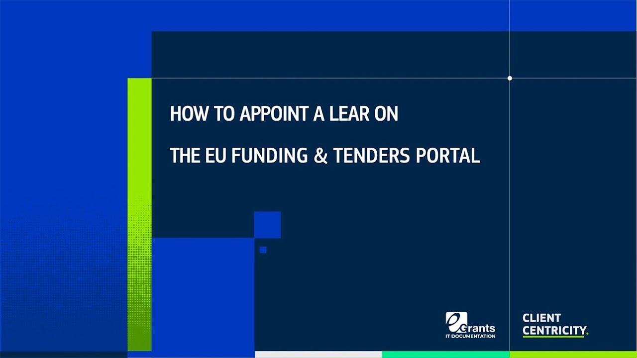 How to appoint a LEAR on the EU Funding & Tenders Portal