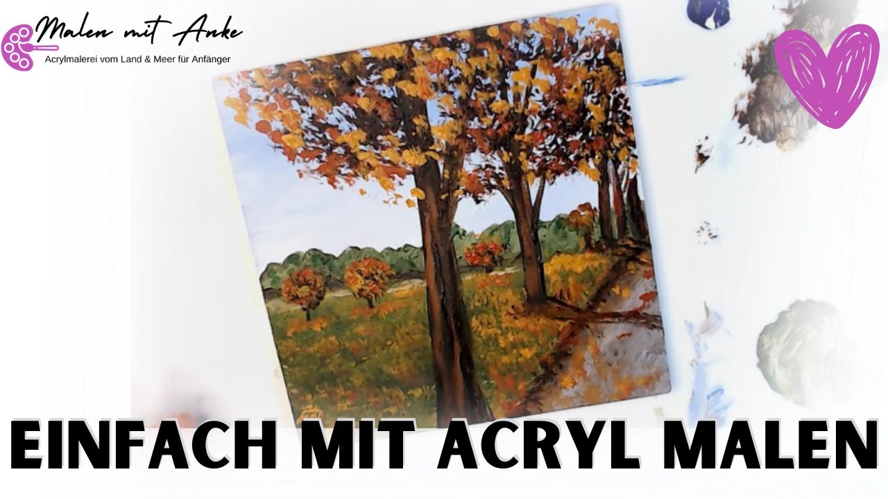 Herbstliche Landschaft mit Bäumen malen – Acryl für Anfänger | Schritt für Schritt Anleitung