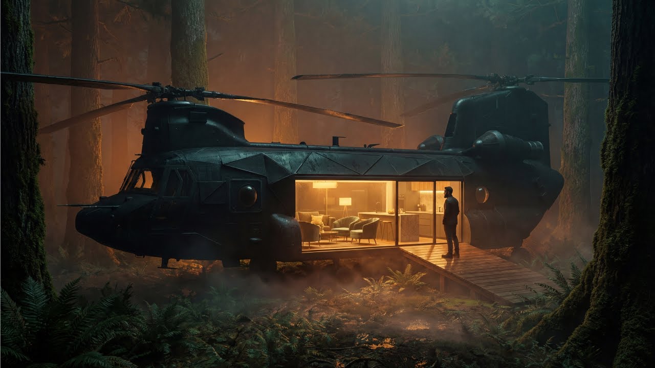 Building a Secret Stealth Sanctuary inside a Crashed CH-47 Chinook Helicopter
