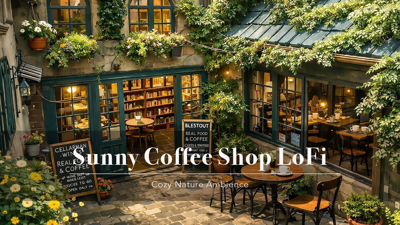 [No Ads] Hidden Garden Café Ambience 🌿☕ | Ghibli Inspired Lofi Music | Cozy, Relax, Study & Escape