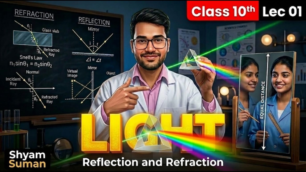प्रकाश (Light): दीप्त, अदीप्त, पारदर्शी और परावर्तन के नियम | Class10 Science| Lec 01| Shyam Suman |