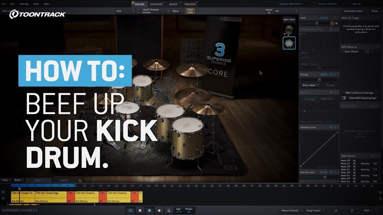 Superior Drummer 3: Как усилить звук бас-барабана с помощью сэмплов