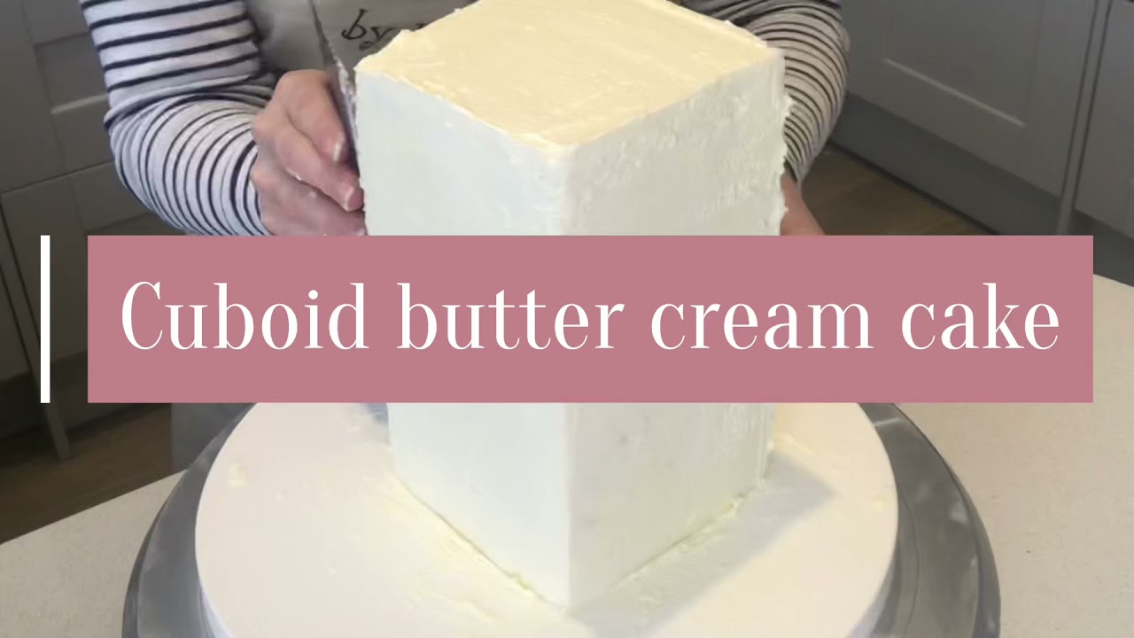 Cuboid butter cream cake, stencil cake, dinky doodle