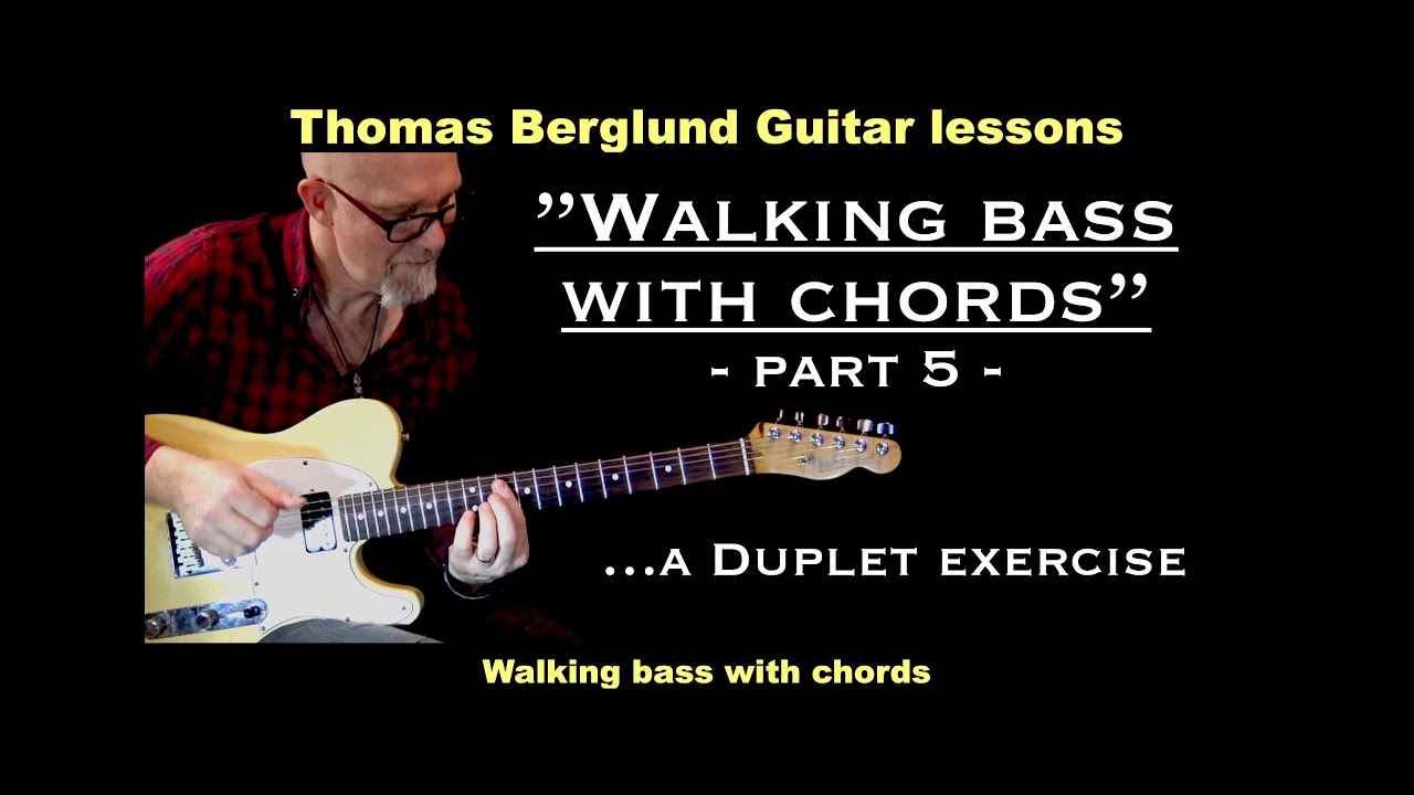 Walking bass with chords, part 5 - ...a duplet exercise - Jazz guitar lesson