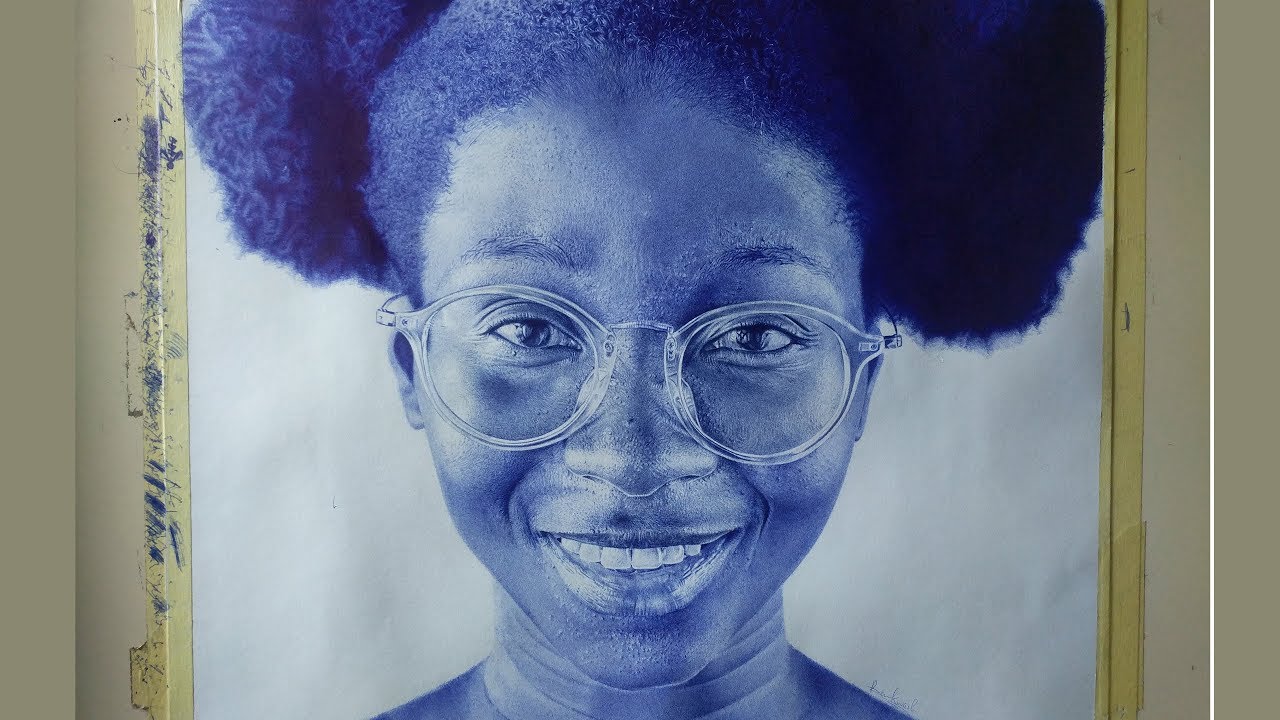 Hyper Realistic Ballpoint Pen Drawing - Benjamin Kwashie