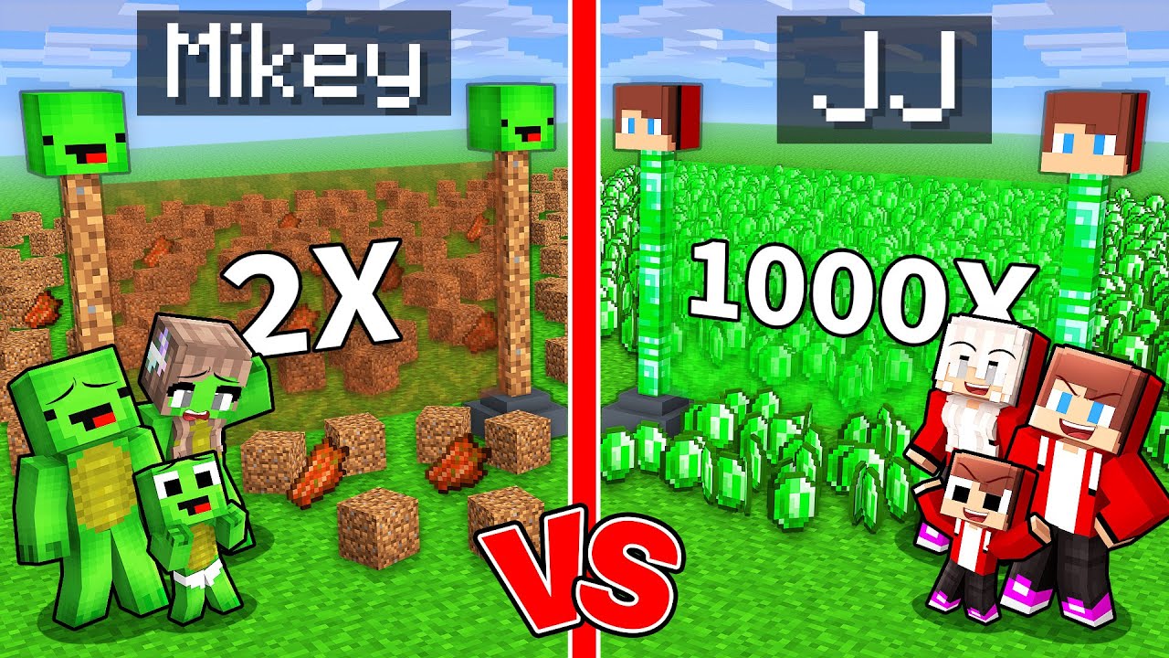 Mikey Family POOR vs JJ Family RICH Multiplicator Battle in Minecraft (Maizen)
