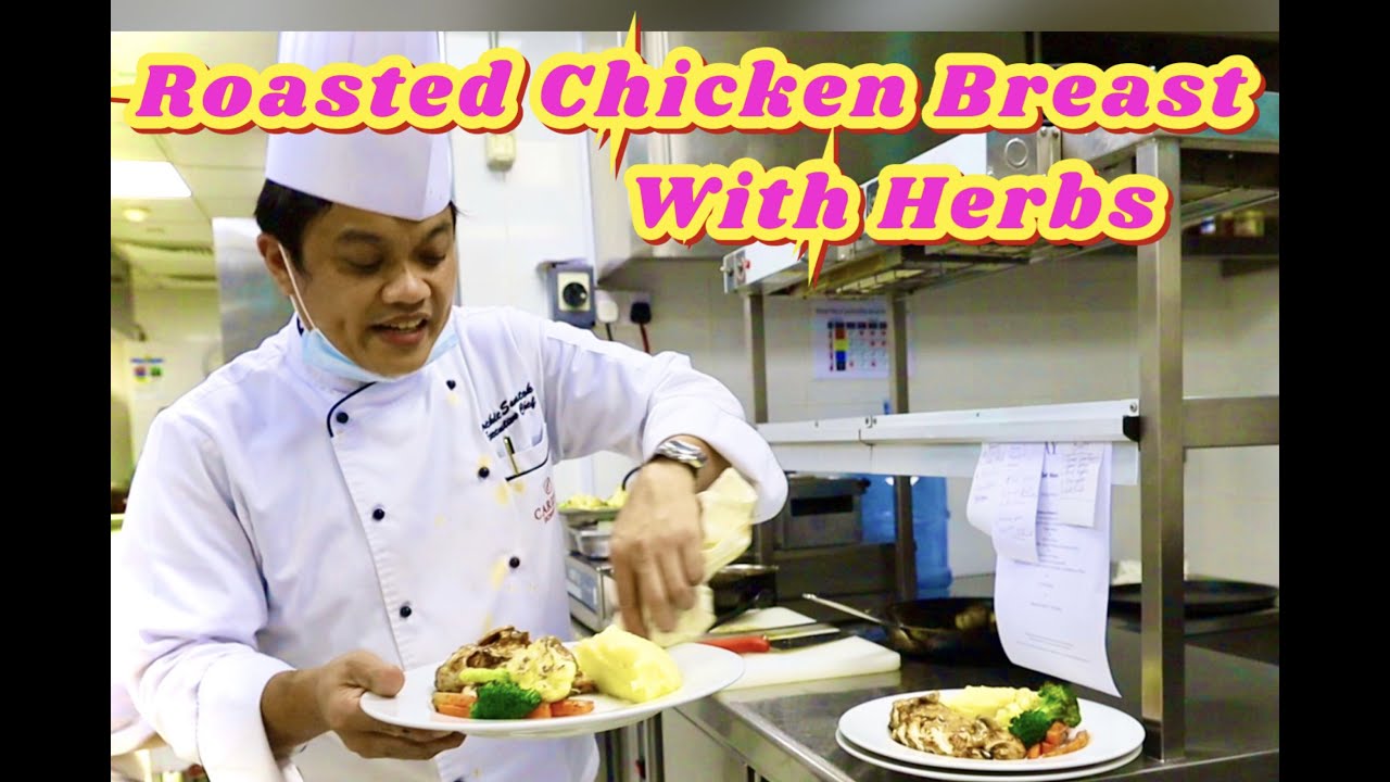 Roasted Chicken Breast with Herbs / Cream-less and Butter-less Tomato Soup / Carlton Downtown Hotel