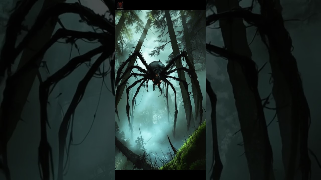 Giant Spider in the Dark Forest 🕷️ | AI Horror Art