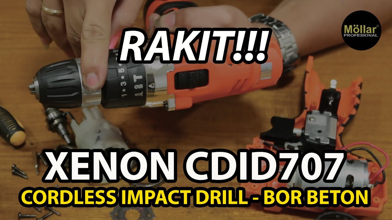 PERAKITAN KOMPONEN XENON CDID707 BOR BETON BATERAI SET AKSESORIS CORDLESS IMPACT DRILL