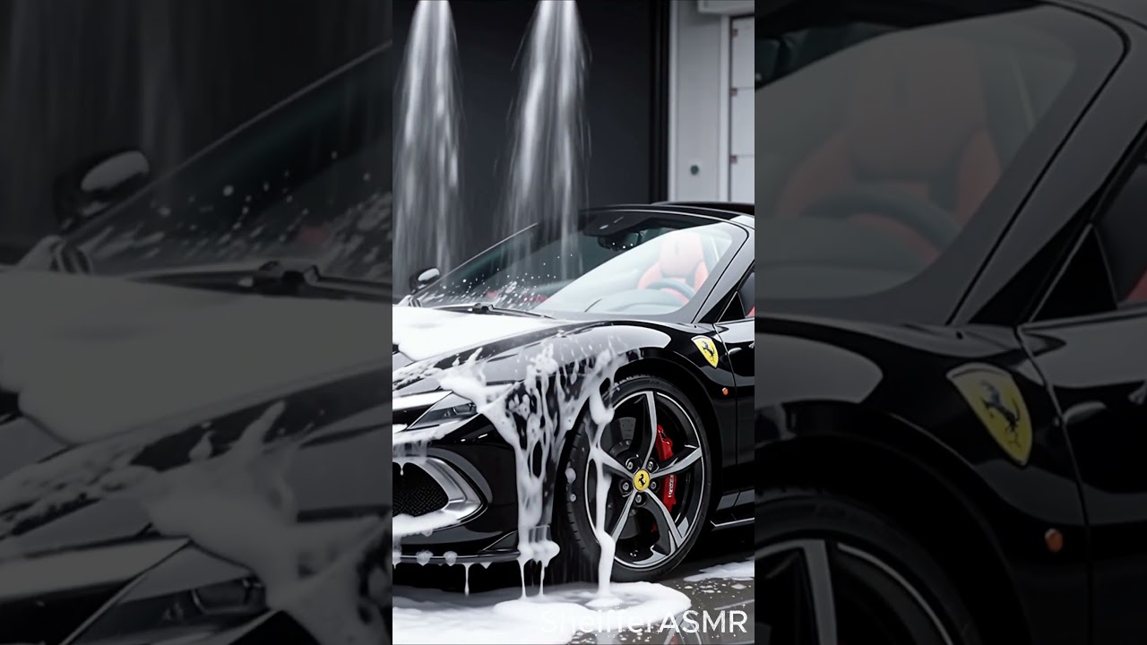 This Black Ferrari Wash Looks Like Liquid Obsidian 😳 | 296 GTS ASMR 4K 