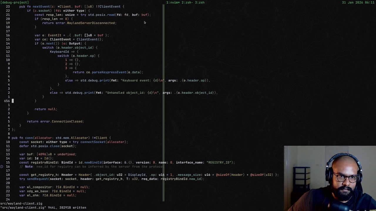 Building a debugger With Zig For Zig | Wayland keyboard and mouse input - Part 2