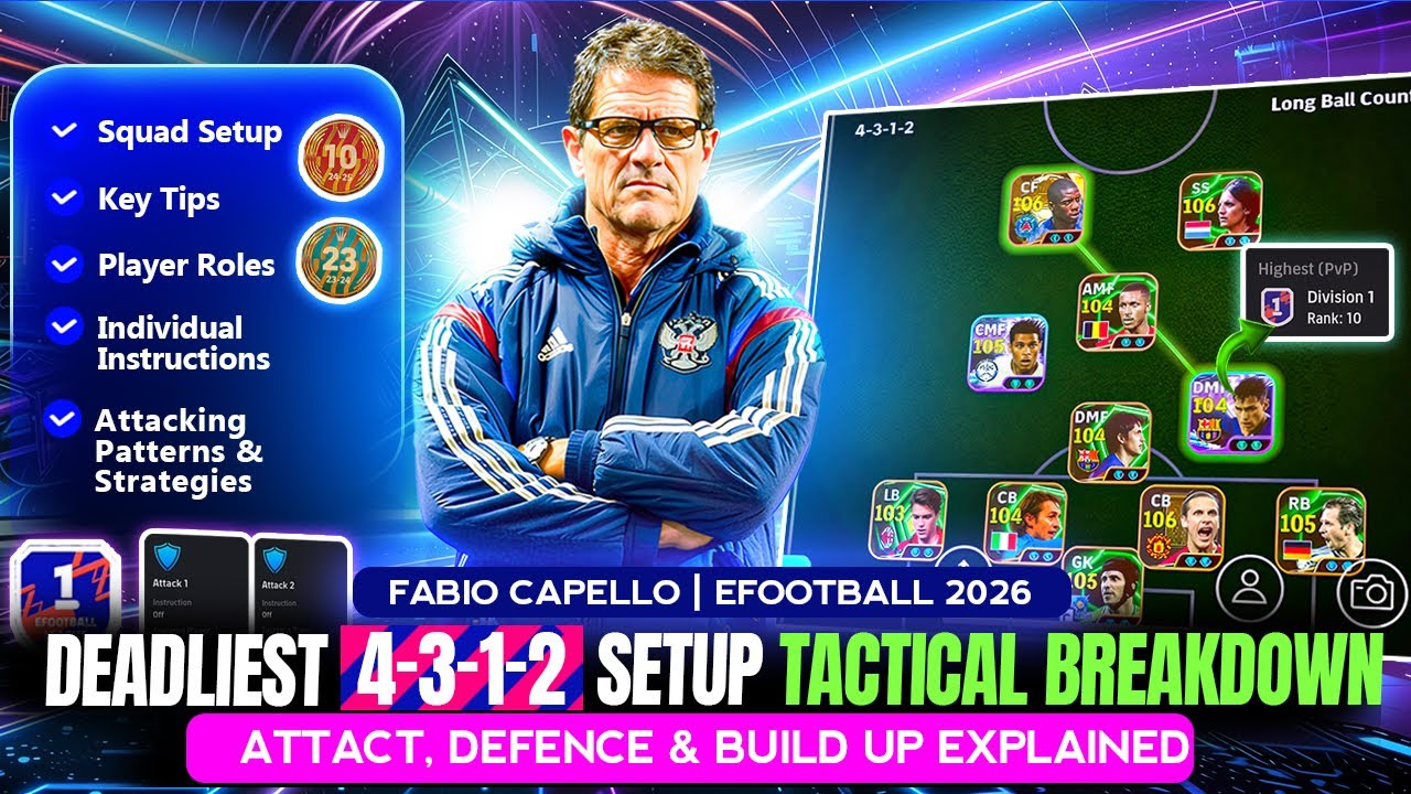 Самая смертоносная схема 4-3-1-2 в eFootball 2026 🥶 | Тактический анализ Фабио Капелло 🧠