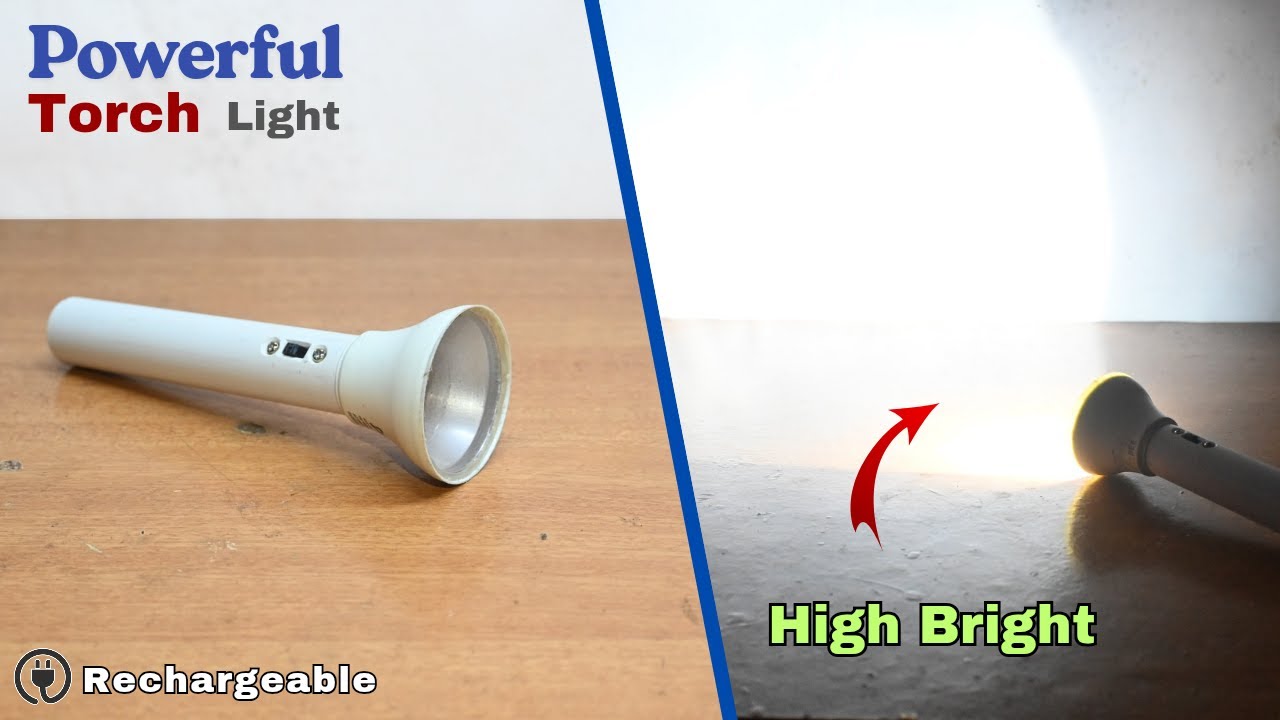 Powerful Torch Light Made at Home | How to Make a Torch Light With PVC Pipe | Rechargeable Torch