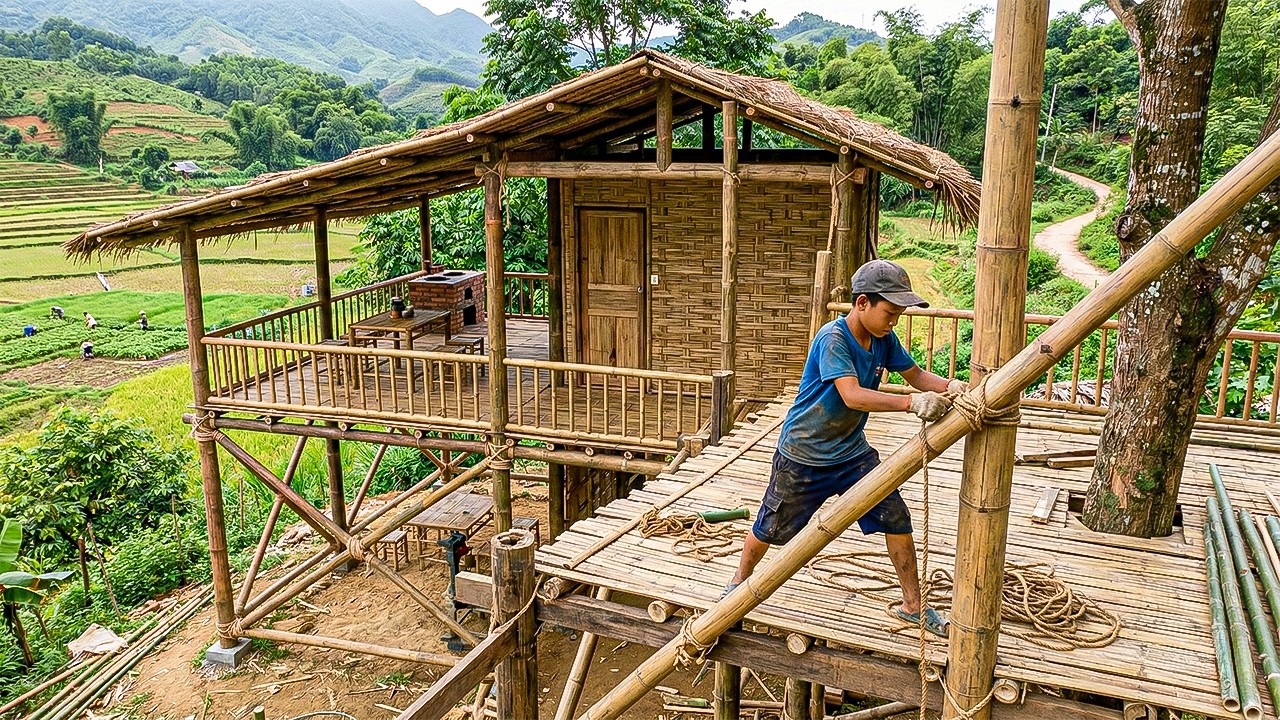 Country Life: Orphan Boy Building the Floor for a Two-Story House After Losing Everything