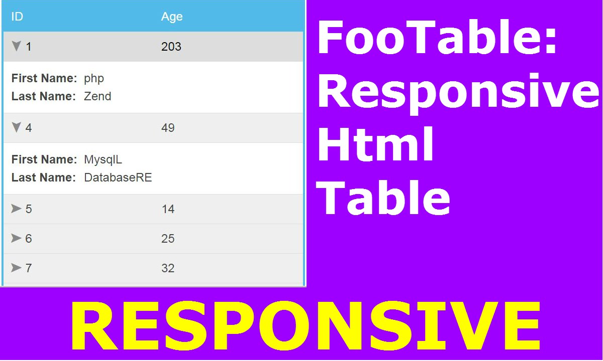 FooTable Tutorial : How To Create Responsive  Html Table Using FooTable [ with source code ]