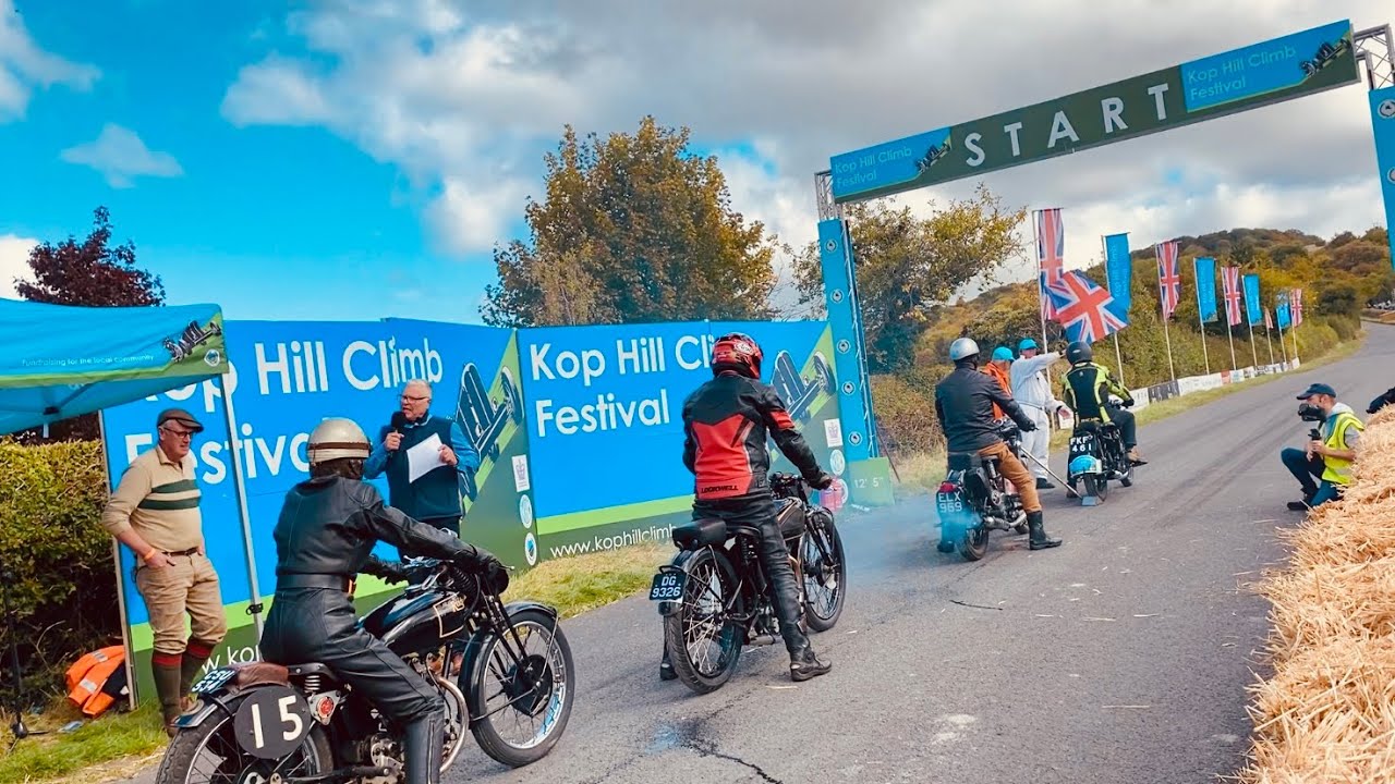 MILLION POUND PLUS Motorcycles Traffic Jam SCOTT Triumph BSA to Brough Superior SS100 KOP HILL CLIMB