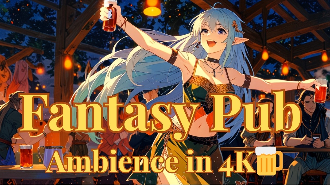 🍺 4K Fantasy Tavern Ambience for Study & Gaming | Medieval Music, Lively Pub Sounds, Cozy Vibes